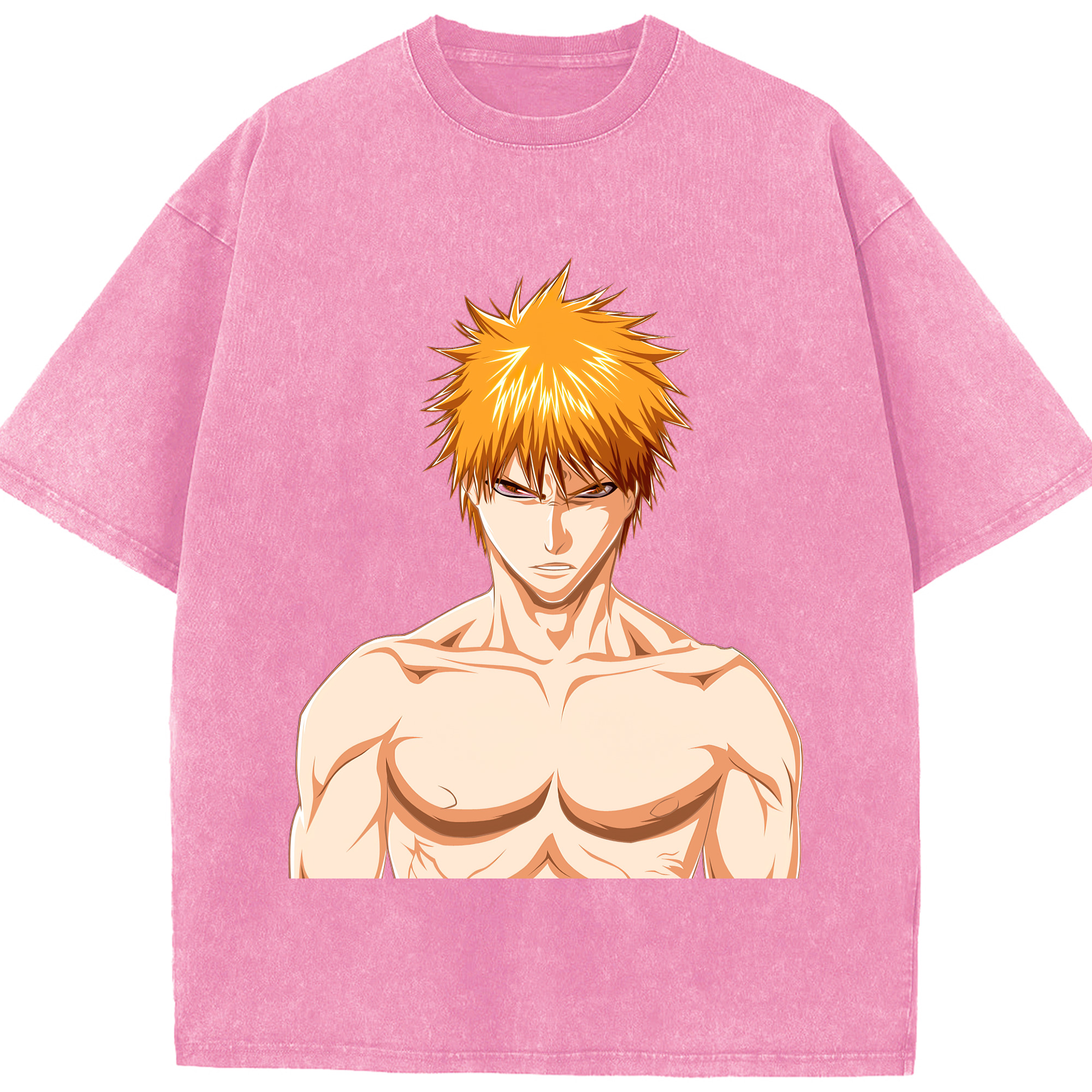 （画像用） ブリーチ 黒崎一護（くろさき いちご）BLEACH Kurosaki Ichigo 綿100% ヴィンテージ風 半袖Tシャツ（フロントプリント）
